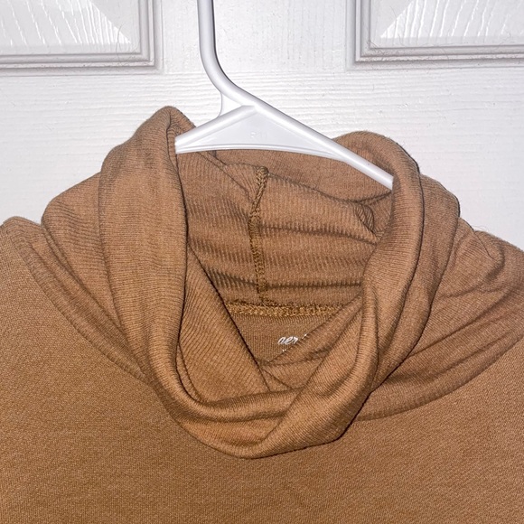 Aerie cowl neck sweatshirt in mustard. - Picture 2 of 6